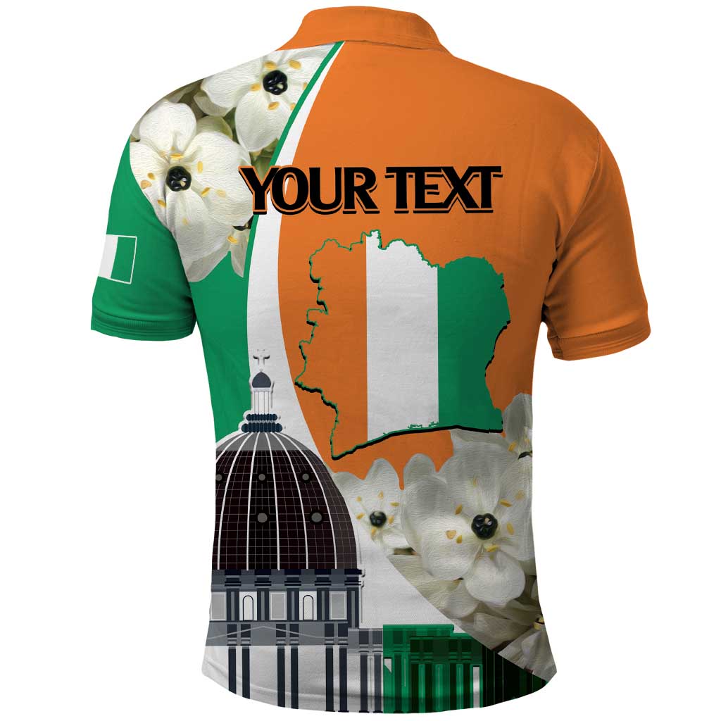 Personalized Ivory Coast Independence Day Polo Shirt Ornithogalum Arabicum Happy 64 Years Anniversary LT14