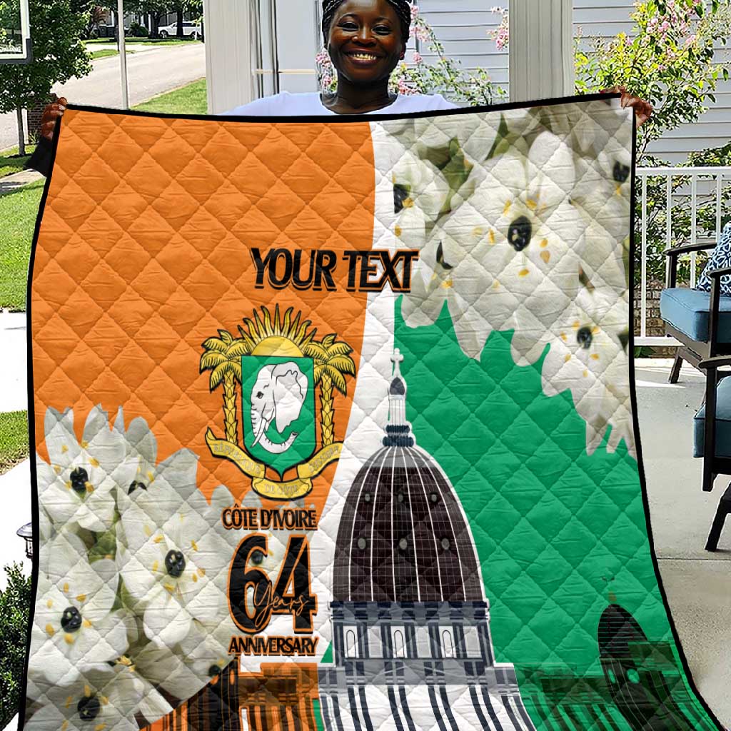 Personalized Ivory Coast Independence Day Quilt Ornithogalum Arabicum Happy 64 Years Anniversary LT14