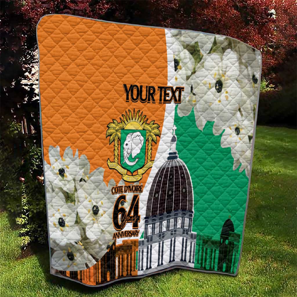 Personalized Ivory Coast Independence Day Quilt Ornithogalum Arabicum Happy 64 Years Anniversary LT14