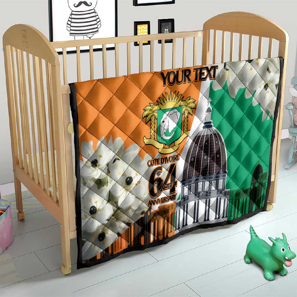 Personalized Ivory Coast Independence Day Quilt Ornithogalum Arabicum Happy 64 Years Anniversary LT14
