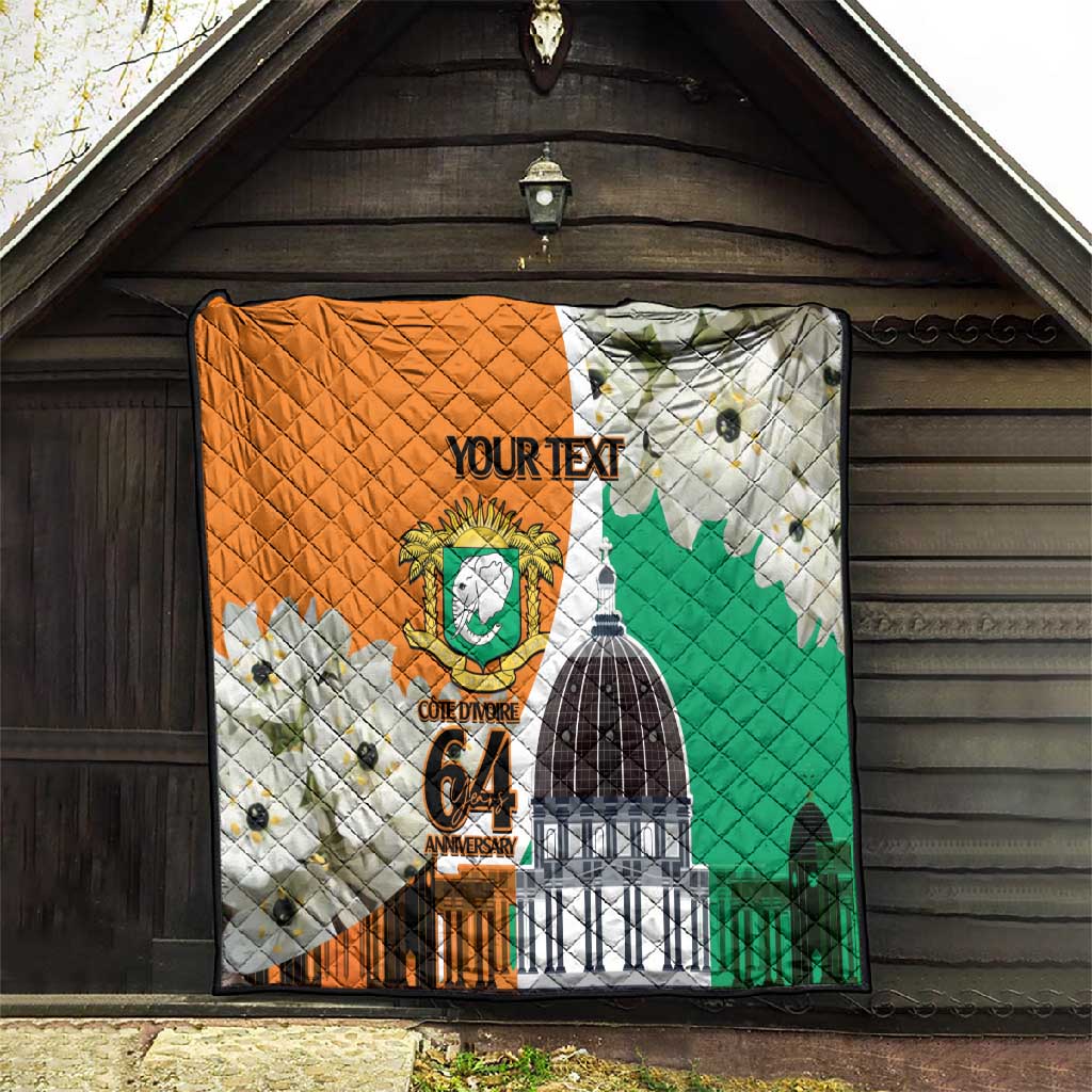 Personalized Ivory Coast Independence Day Quilt Ornithogalum Arabicum Happy 64 Years Anniversary LT14