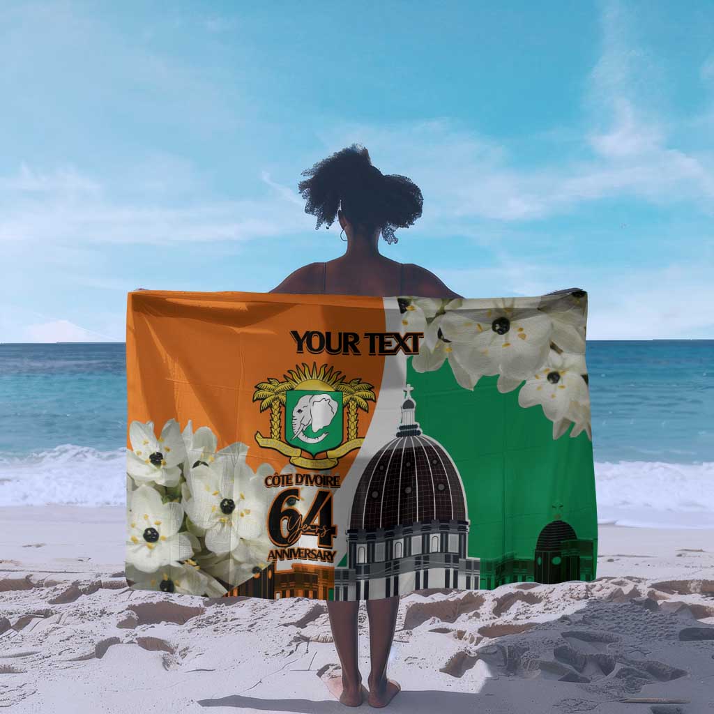 Personalized Ivory Coast Independence Day Sarong Ornithogalum Arabicum Happy 64 Years Anniversary LT14