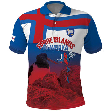 Faroe Islands National Day Polo Shirt Olavsoka Faroes Map With Tjaldur LT14