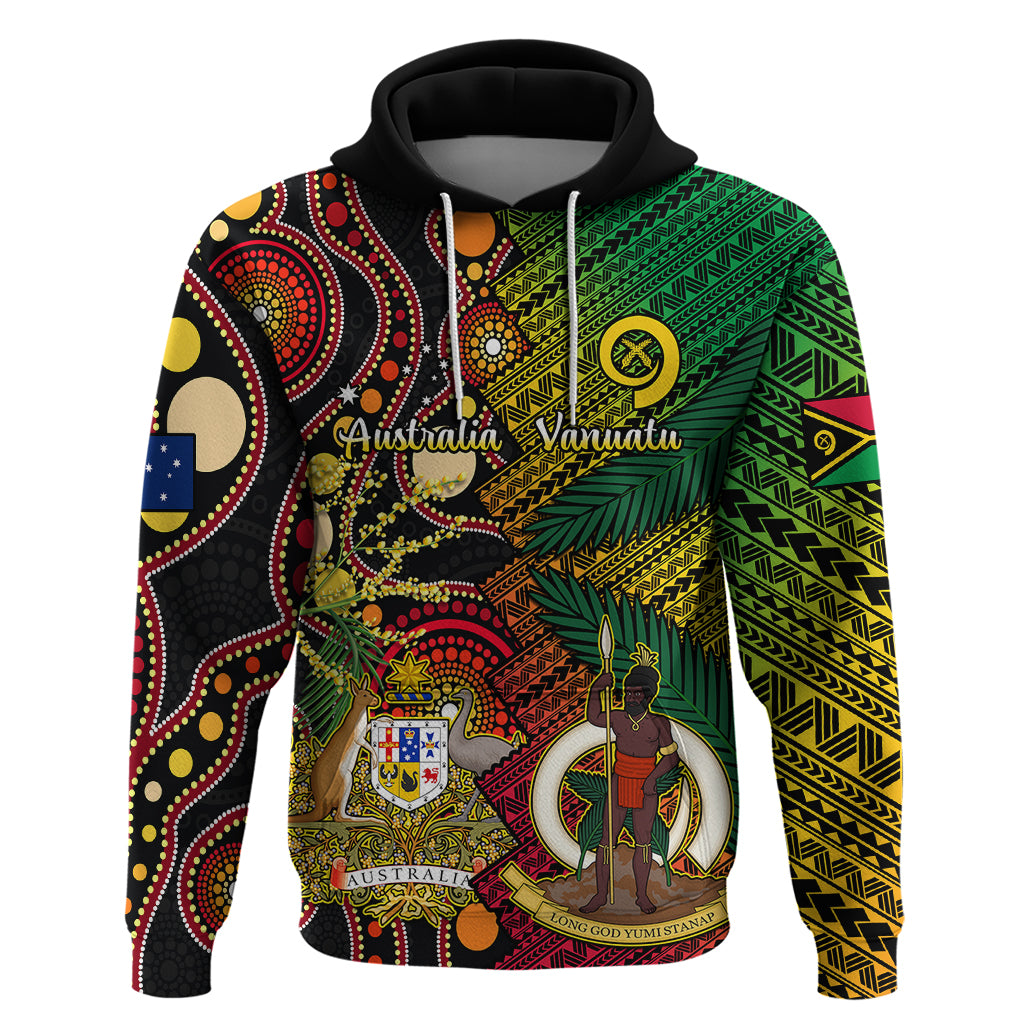 Vanuatu and Australia Hoodie Vanuatuan Polynesian Mix Aussie Aboriginal Art LT14