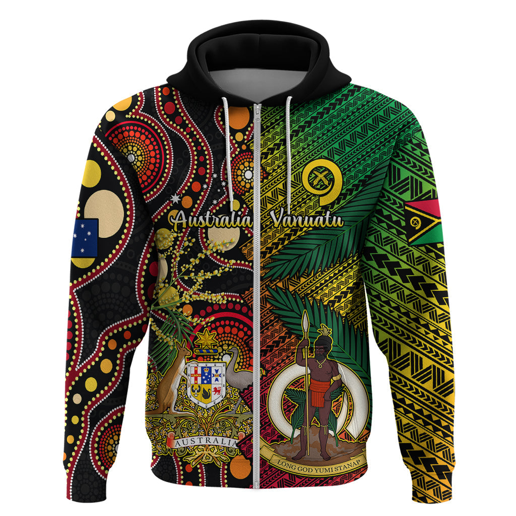 Vanuatu and Australia Hoodie Vanuatuan Polynesian Mix Aussie Aboriginal Art LT14