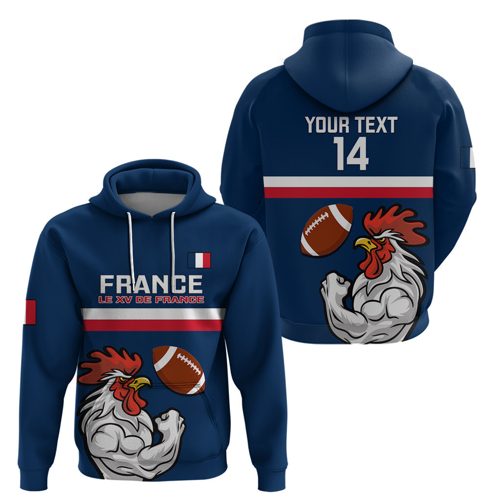 Custom France Rugby Hoodie World Cup Allez Les Bleus 2023 Mascot LT14