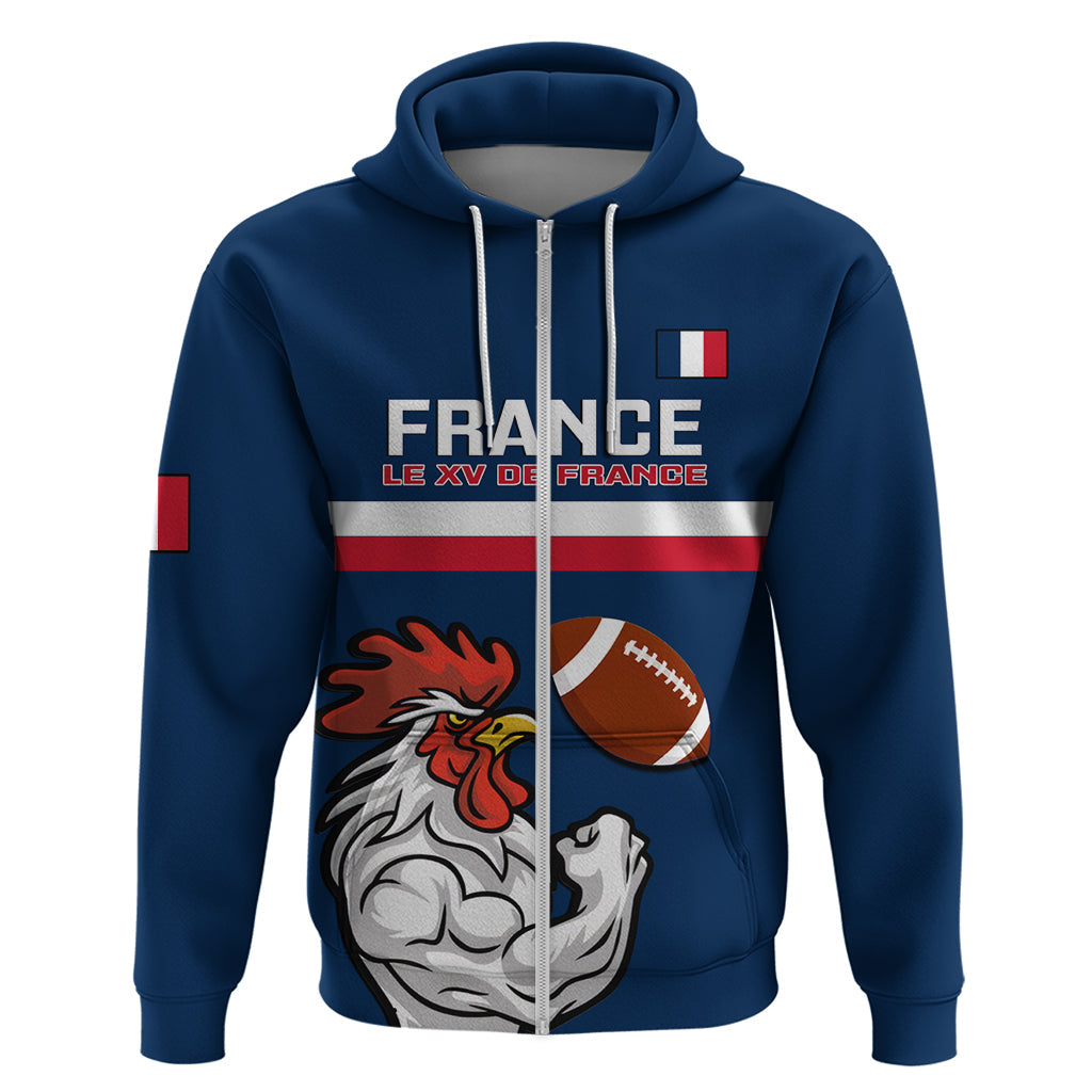 Custom France Rugby Hoodie World Cup Allez Les Bleus 2023 Mascot LT14
