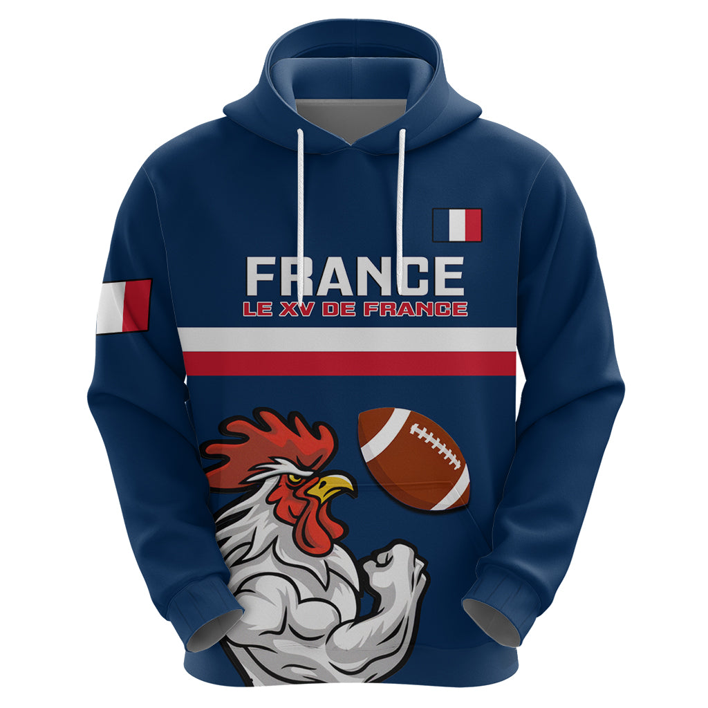 Custom France Rugby Hoodie World Cup Allez Les Bleus 2023 Mascot LT14