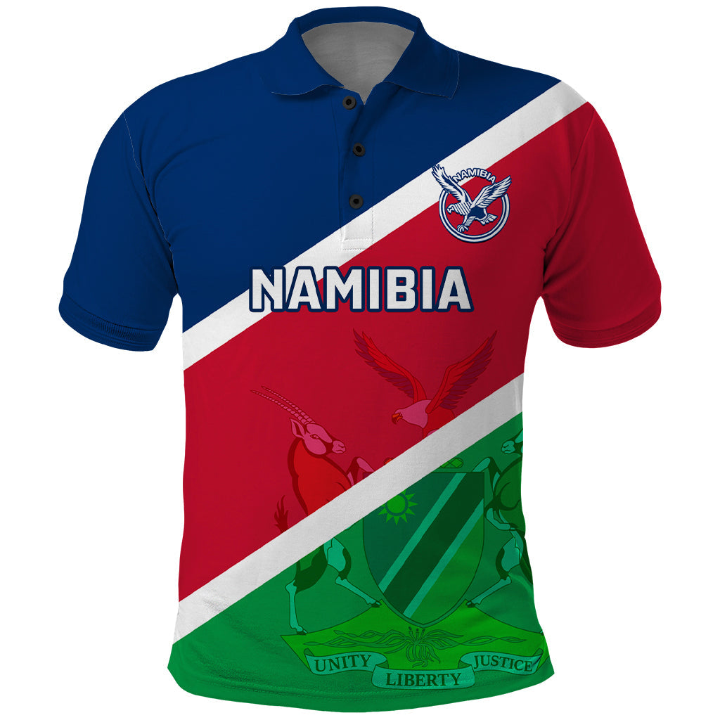 Personalised Namibia Rugby Polo Shirt 2023 Go Welwitschias World Cup Flag Style LT14