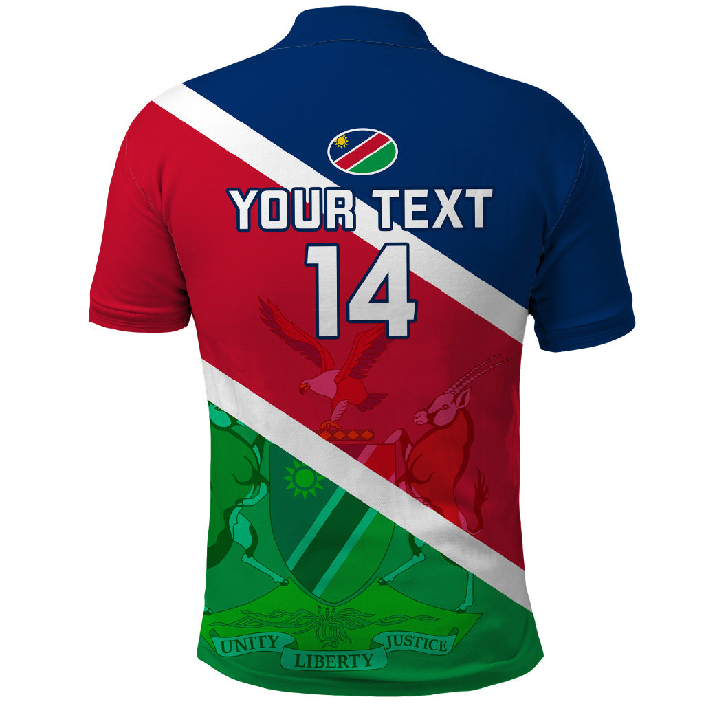 Personalised Namibia Rugby Polo Shirt 2023 Go Welwitschias World Cup Flag Style LT14