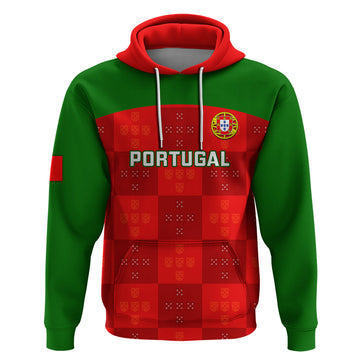 Custom Portugal Rugby Hoodie Go Wolves Mix Coat Of Arms LT14