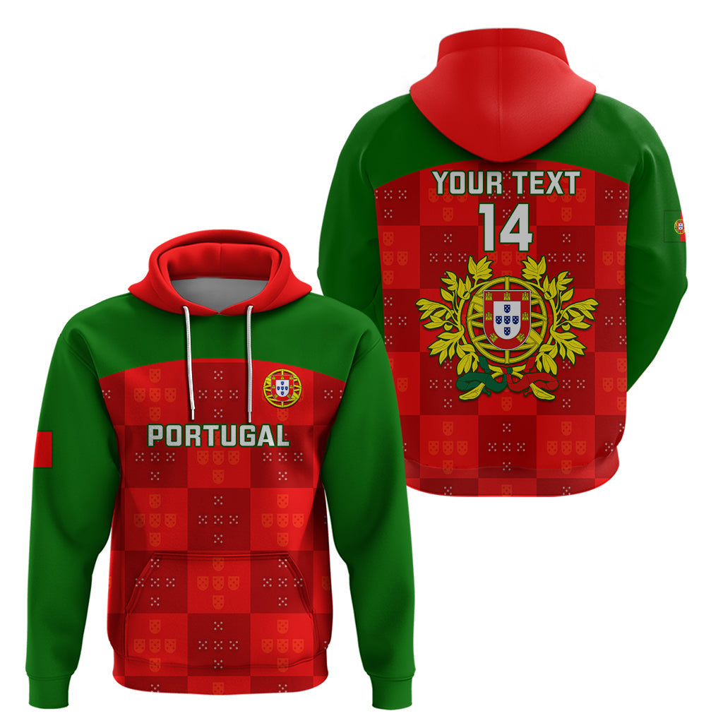 Custom Portugal Rugby Hoodie Go Wolves Mix Coat Of Arms LT14