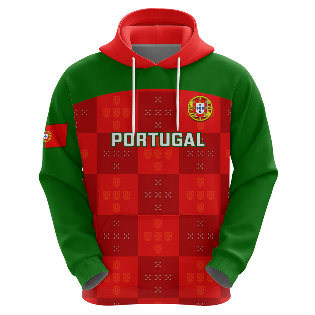 Custom Portugal Rugby Hoodie Go Wolves Mix Coat Of Arms LT14