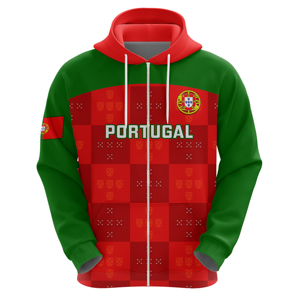 Custom Portugal Rugby Hoodie Go Wolves Mix Coat Of Arms LT14