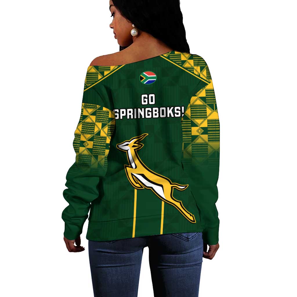 South Africa Rugby Off Shoulder Sweater Go Champions Springboks LT14