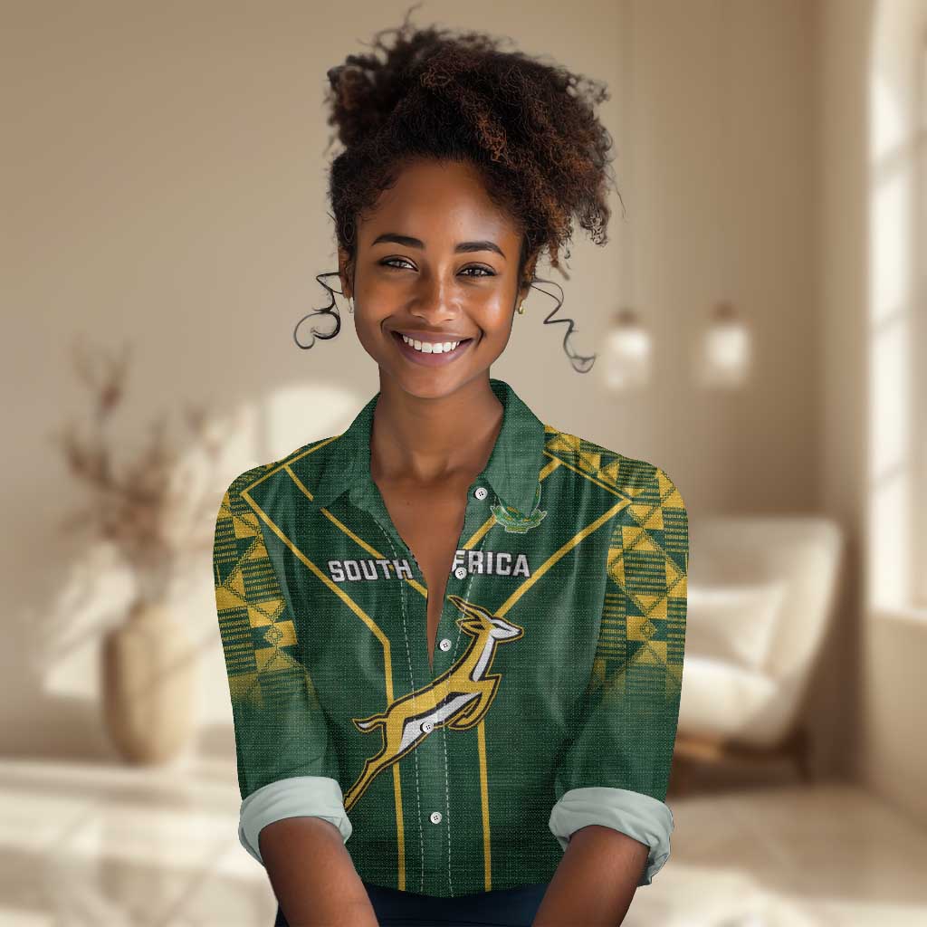 South Africa Rugby Women Casual Shirt Go Champions Springboks LT14