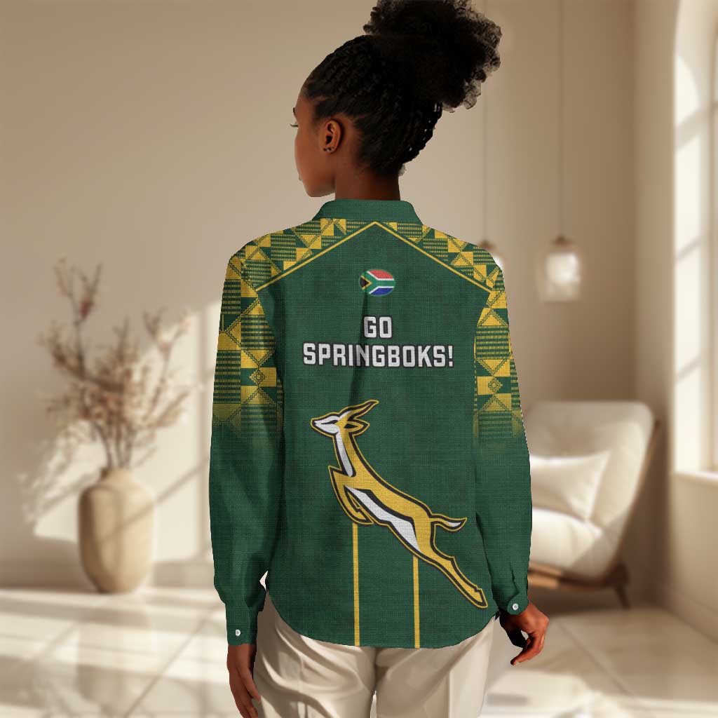 South Africa Rugby Women Casual Shirt Go Champions Springboks LT14