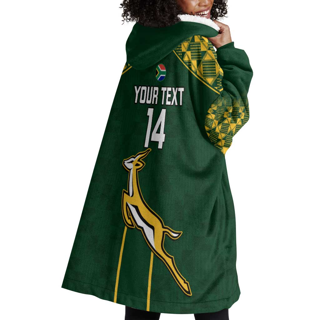 Custom South Africa Rugby Wearable Blanket Hoodie Go Champions Springboks LT14