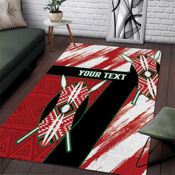 Custom Kenya Rugby Sevens Area Rug Maasai Shield With African Pattern LT14