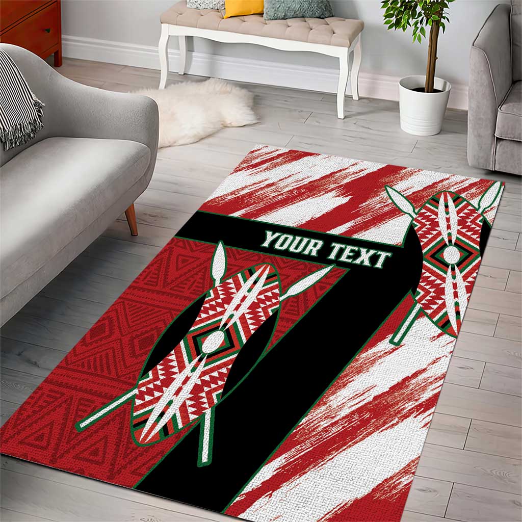 Custom Kenya Rugby Sevens Area Rug Maasai Shield With African Pattern LT14