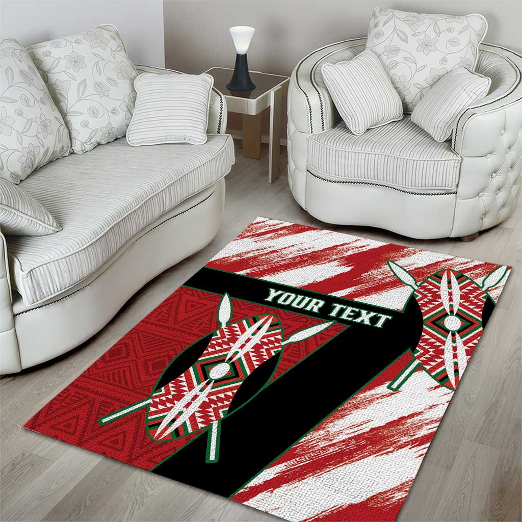 Custom Kenya Rugby Sevens Area Rug Maasai Shield With African Pattern LT14