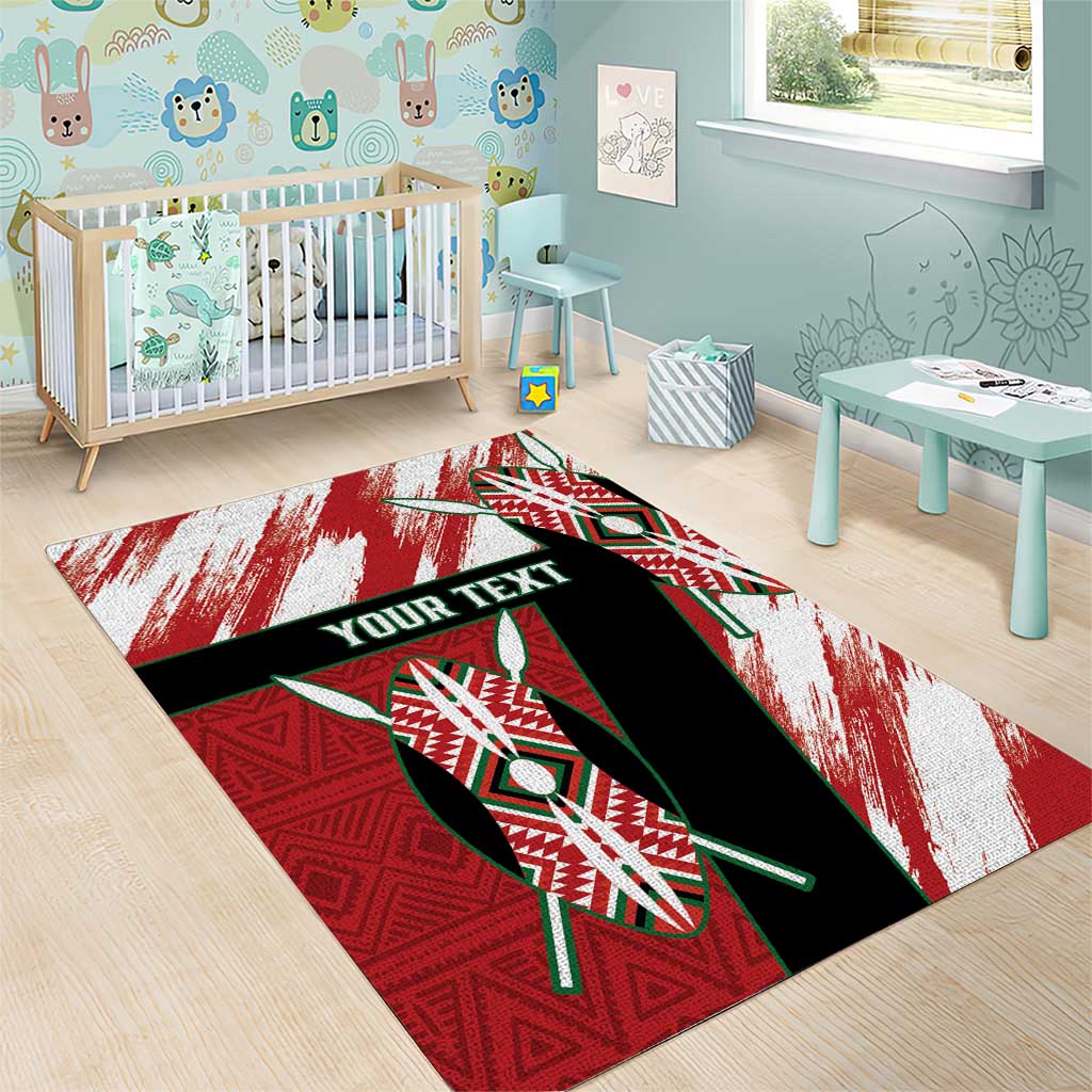 Custom Kenya Rugby Sevens Area Rug Maasai Shield With African Pattern LT14