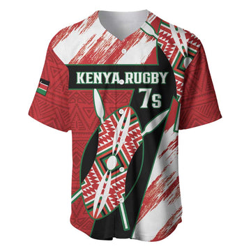 Custom Kenya Rugby Sevens Baseball Jersey Maasai Shield With African Pattern LT14
