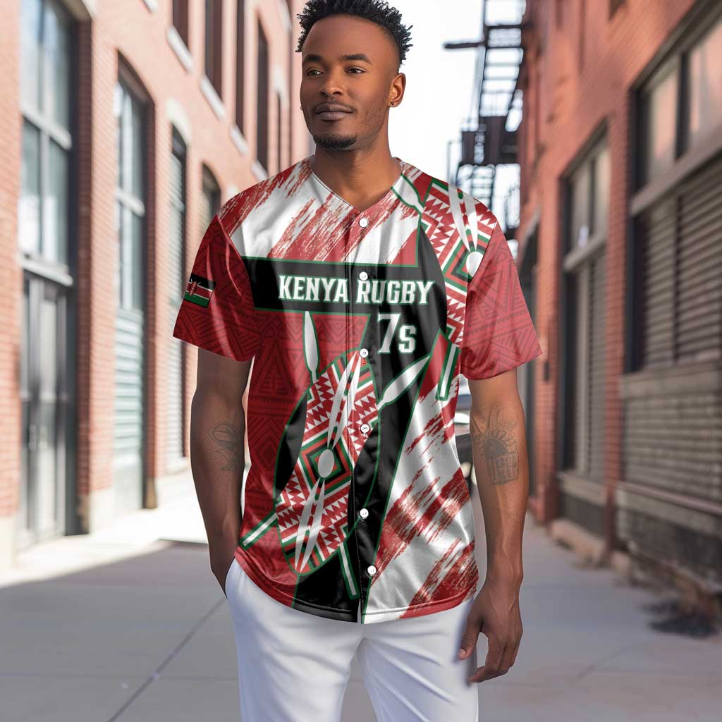 Custom Kenya Rugby Sevens Baseball Jersey Maasai Shield With African Pattern LT14