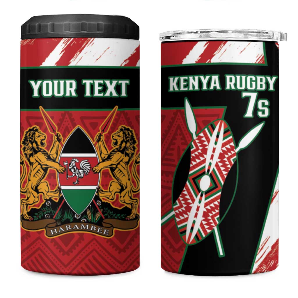 Custom Kenya Rugby Sevens 4 in 1 Can Cooler Tumbler Maasai Shield With African Pattern LT14