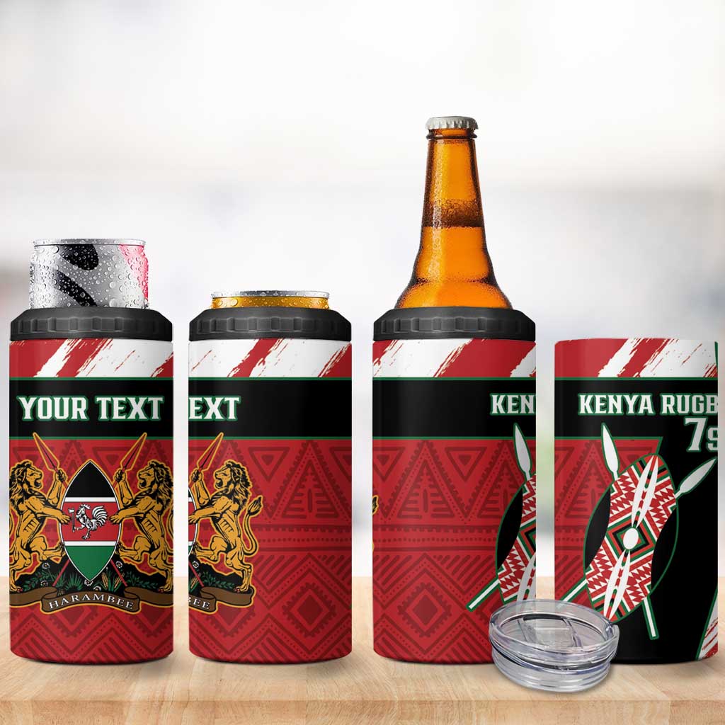 Custom Kenya Rugby Sevens 4 in 1 Can Cooler Tumbler Maasai Shield With African Pattern LT14