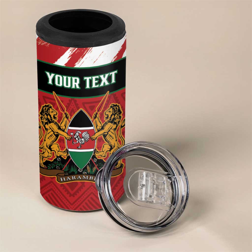 Custom Kenya Rugby Sevens 4 in 1 Can Cooler Tumbler Maasai Shield With African Pattern LT14