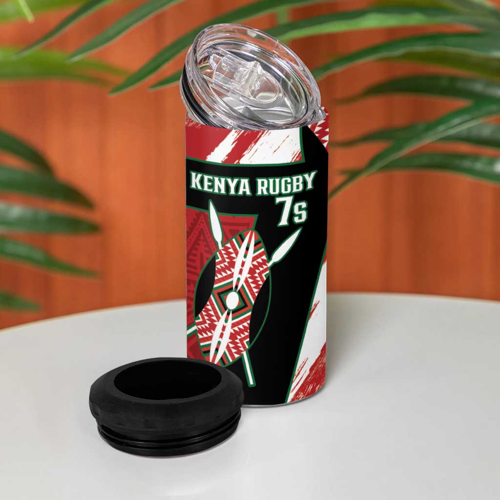 Custom Kenya Rugby Sevens 4 in 1 Can Cooler Tumbler Maasai Shield With African Pattern LT14