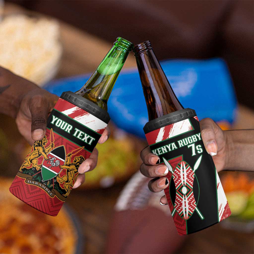Custom Kenya Rugby Sevens 4 in 1 Can Cooler Tumbler Maasai Shield With African Pattern LT14