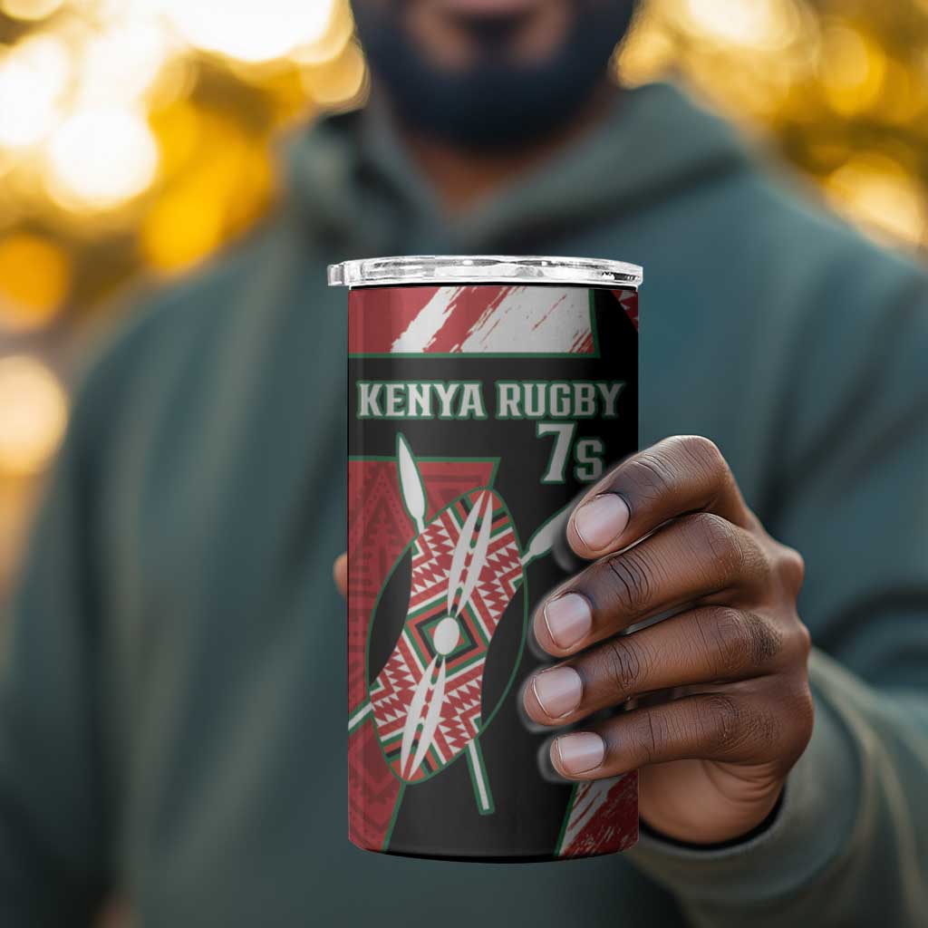 Custom Kenya Rugby Sevens 4 in 1 Can Cooler Tumbler Maasai Shield With African Pattern LT14