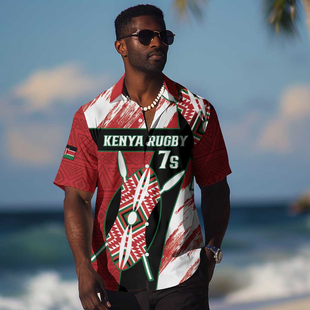Custom Kenya Rugby Sevens Hawaiian Shirt Maasai Shield With African Pattern LT14