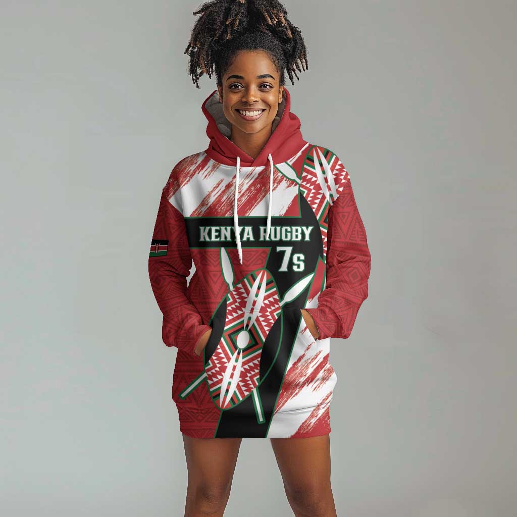 Custom Kenya Rugby Sevens Hoodie Dress Maasai Shield With African Pattern LT14