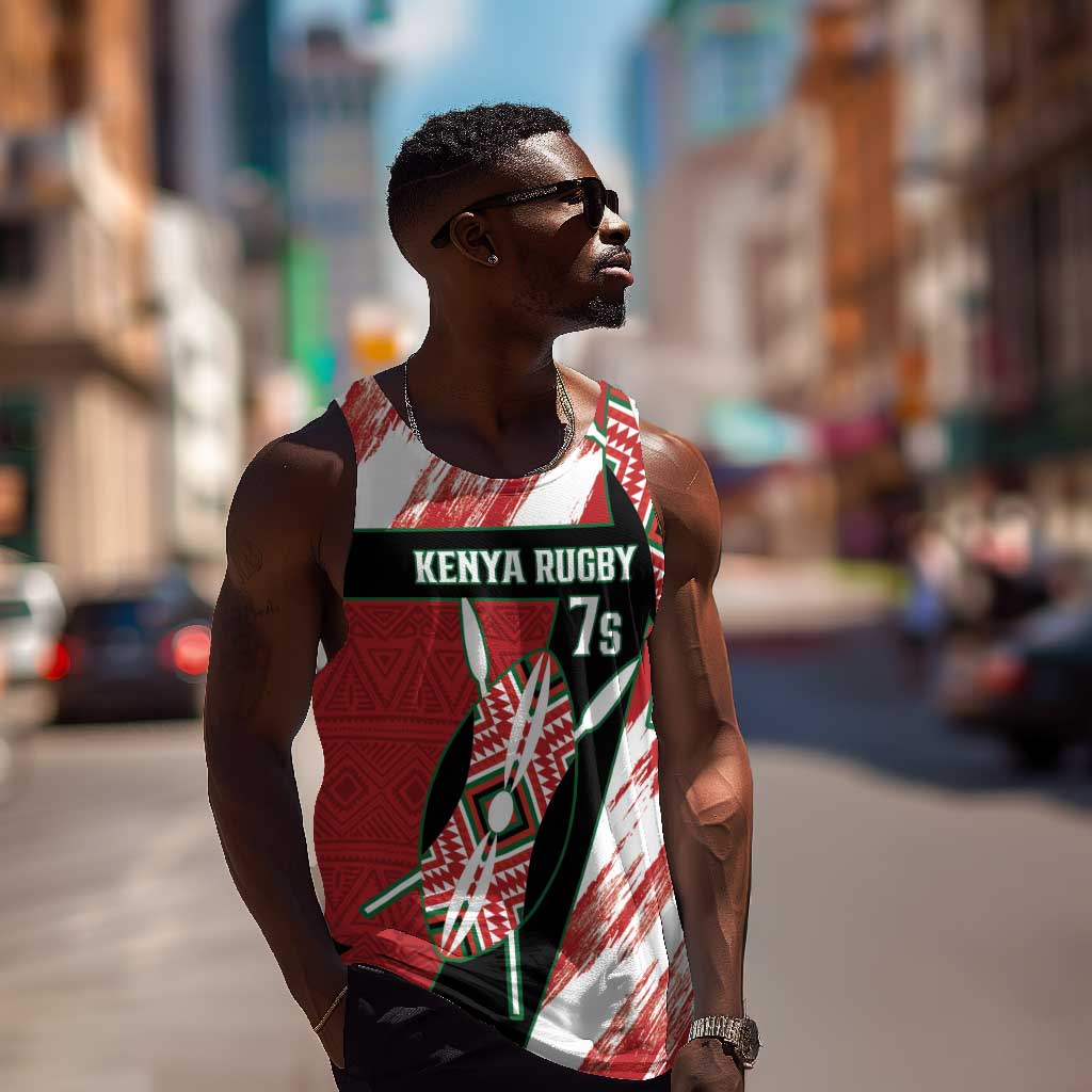 Custom Kenya Rugby Sevens Men Tank Top Maasai Shield With African Pattern LT14