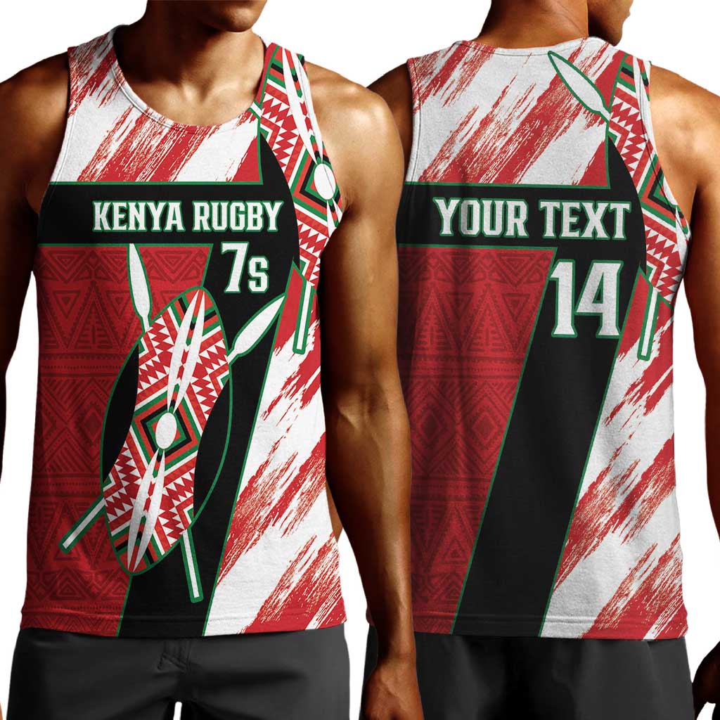 Custom Kenya Rugby Sevens Men Tank Top Maasai Shield With African Pattern LT14