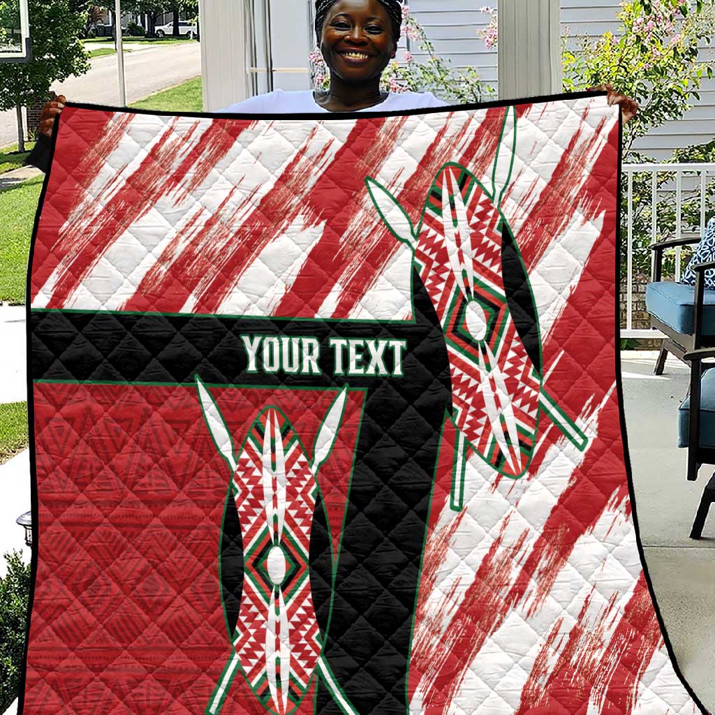 Custom Kenya Rugby Sevens Quilt Maasai Shield With African Pattern LT14