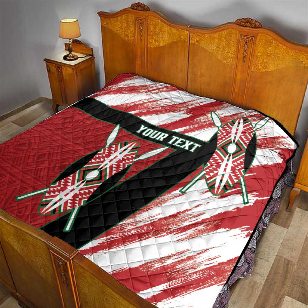 Custom Kenya Rugby Sevens Quilt Maasai Shield With African Pattern LT14