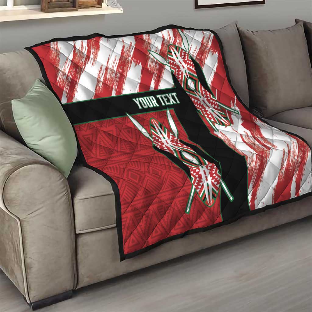 Custom Kenya Rugby Sevens Quilt Maasai Shield With African Pattern LT14