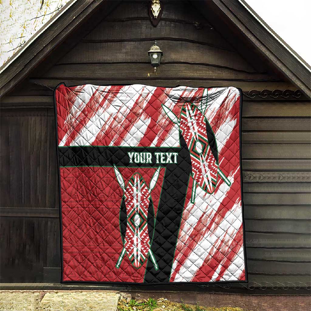 Custom Kenya Rugby Sevens Quilt Maasai Shield With African Pattern LT14
