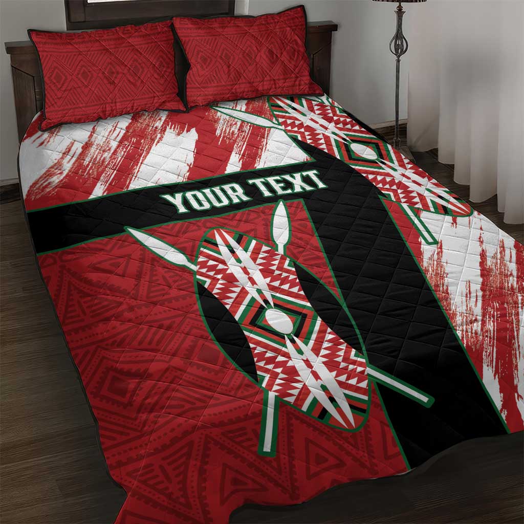 Custom Kenya Rugby Sevens Quilt Bed Set Maasai Shield With African Pattern LT14