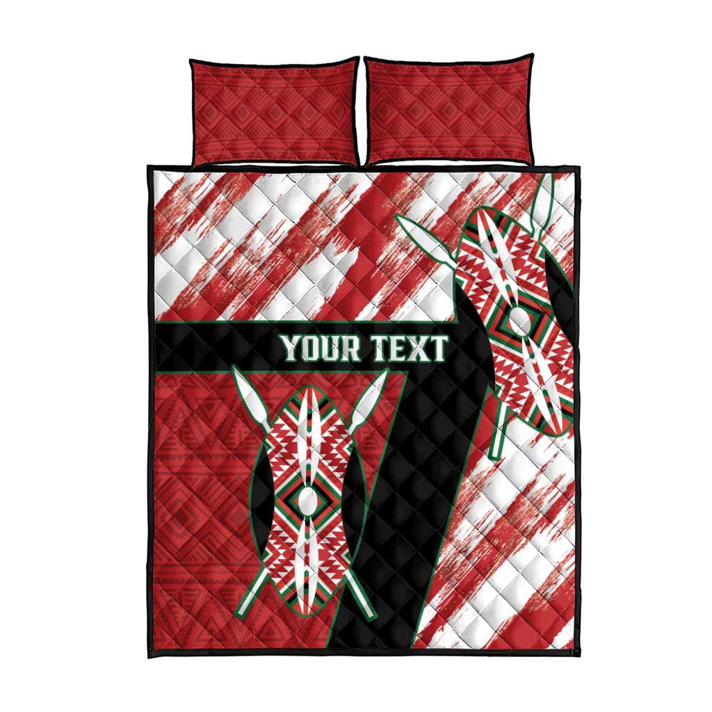 Custom Kenya Rugby Sevens Quilt Bed Set Maasai Shield With African Pattern LT14