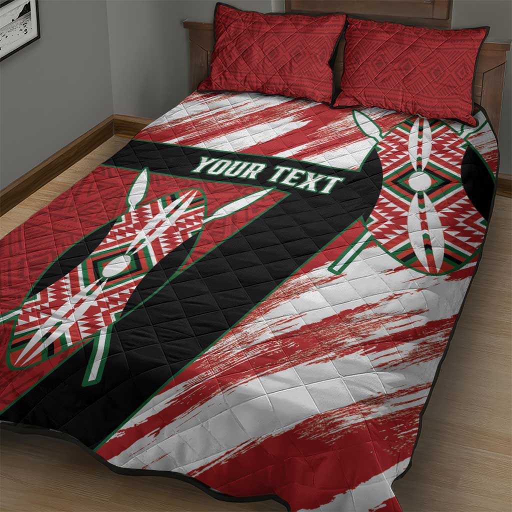 Custom Kenya Rugby Sevens Quilt Bed Set Maasai Shield With African Pattern LT14
