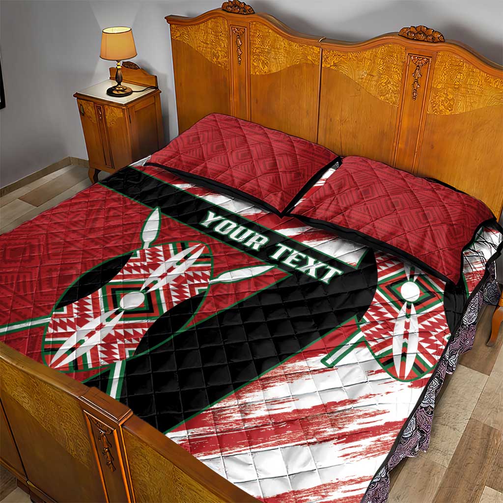 Custom Kenya Rugby Sevens Quilt Bed Set Maasai Shield With African Pattern LT14