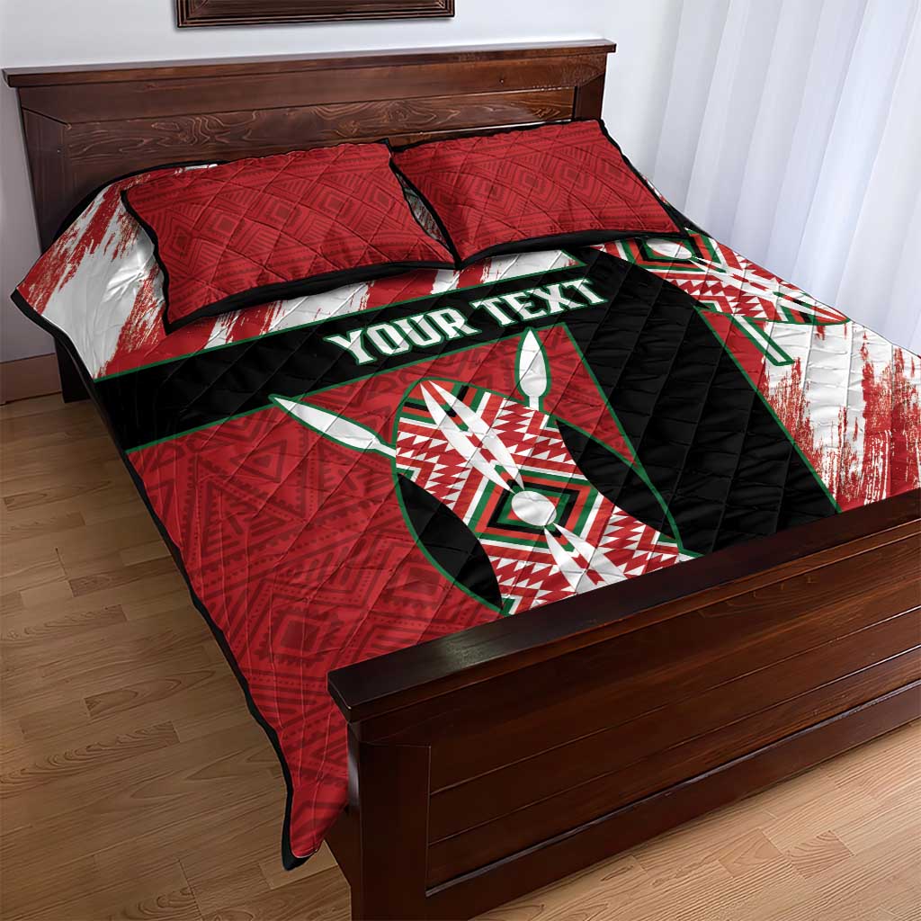Custom Kenya Rugby Sevens Quilt Bed Set Maasai Shield With African Pattern LT14