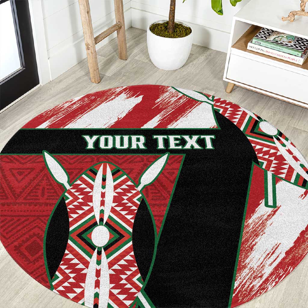 Custom Kenya Rugby Sevens Round Carpet Maasai Shield With African Pattern LT14
