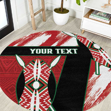 Custom Kenya Rugby Sevens Round Carpet Maasai Shield With African Pattern LT14