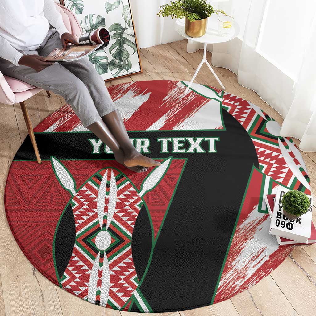 Custom Kenya Rugby Sevens Round Carpet Maasai Shield With African Pattern LT14